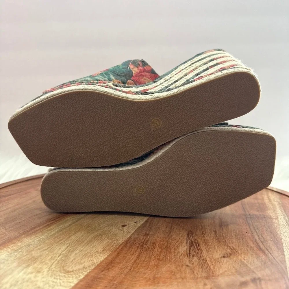 Coconuts by Matisse Audrey Hawaiian Womens 8M Cork Floral Espadrille Wedge Mules